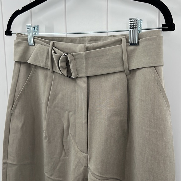 🆕Mystree Belted Wide Leg Cropped Trouser/Pants Olive Grey S,M&L Available - Picture 2 of 8
